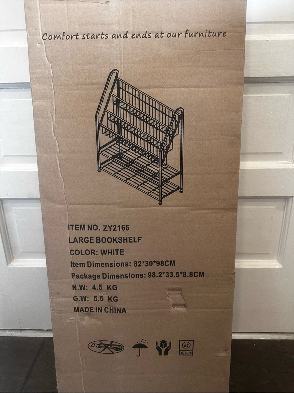 New In Box White Bookshelf Storage Organizer Alloy Steel